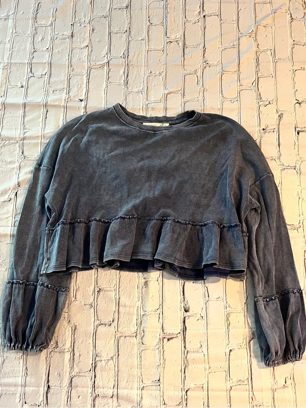 Altar’d State Ruffle Crop Top Sweatshirt